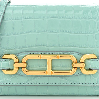 Tom Ford Calfskin Crocodile Embossed Mini Whitney Shoulder Bag Pastel Turquoise 7 of 9