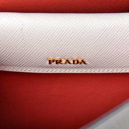 Prada Saffiano Cuir Small Double Bag Talco Fuoco 7 of 16