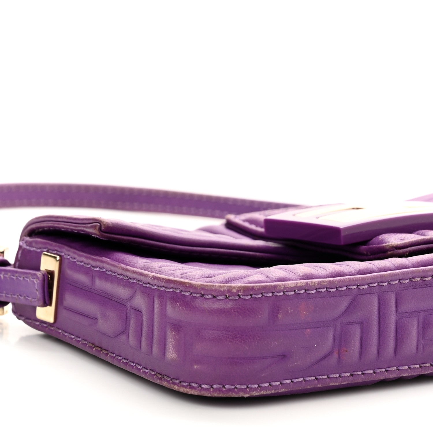 Fendi Nappa Logo Embossed Mini Baguette Purple 15 of 15
