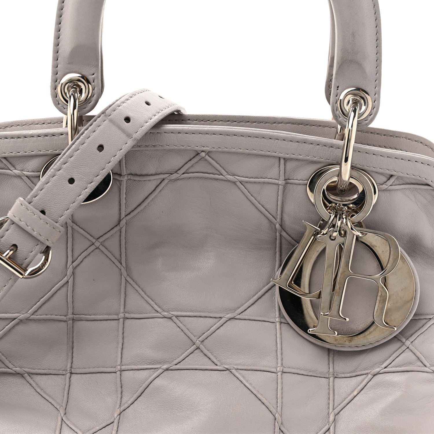 Christian Dior Lambskin Cannage Medium Granville Tote Lilac 8 of 16