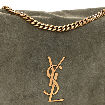 Saint Laurent Smooth Calfskin Suede Medium Reversible Monogram Kate Satchel Olive 10 of 18