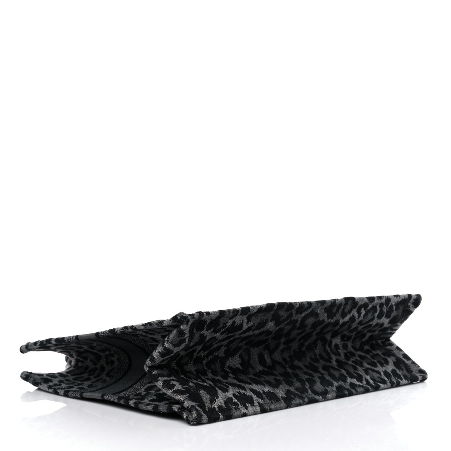 Canvas Mizza Embroidered Large Leopard Book Tote Grey