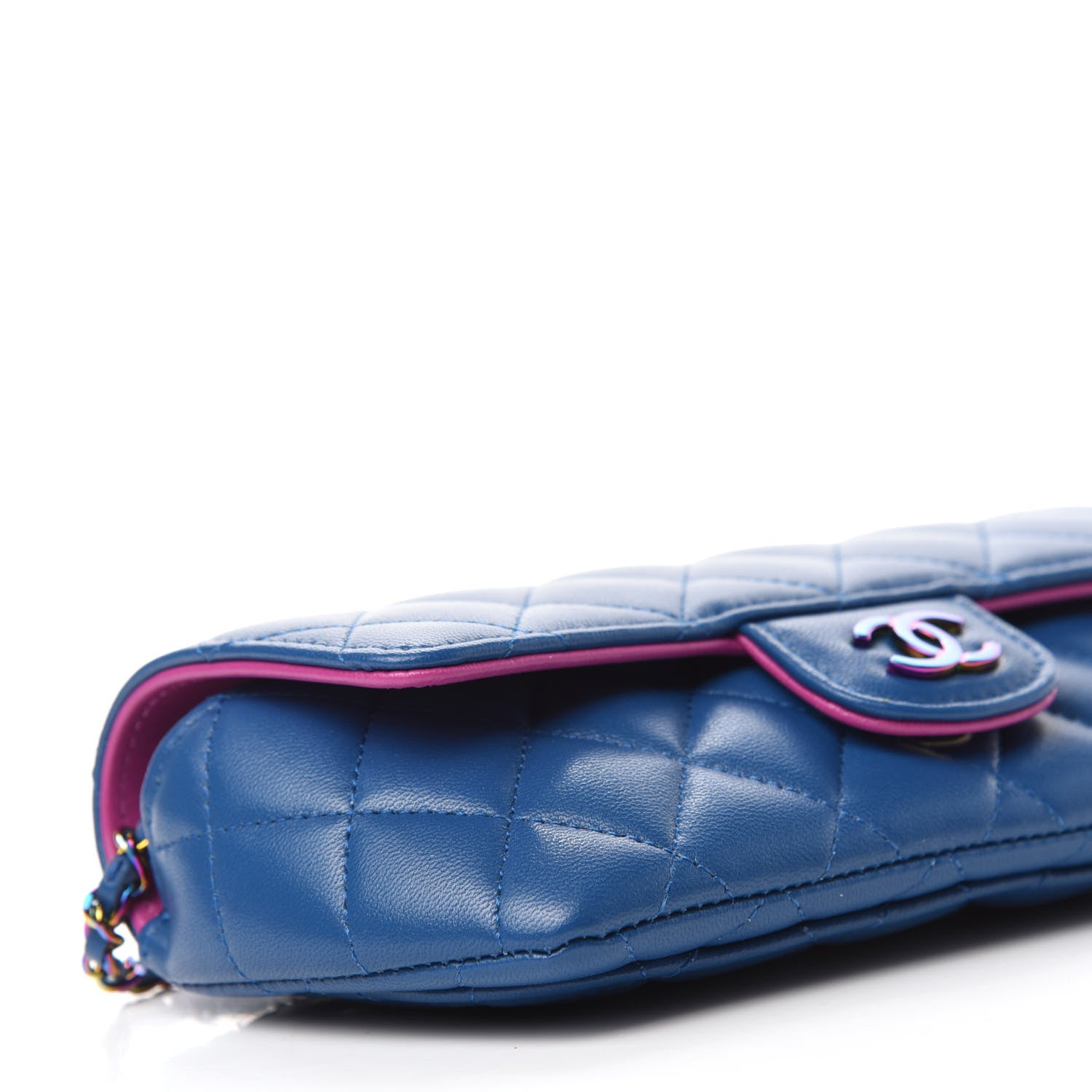 Chanel Lambskin Quilted Glasses Case With Chain Blue Purple 6 of 12