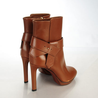 Louis Vuitton Calfskin Belted Ankle Boots 40 Brown 4 of 11
