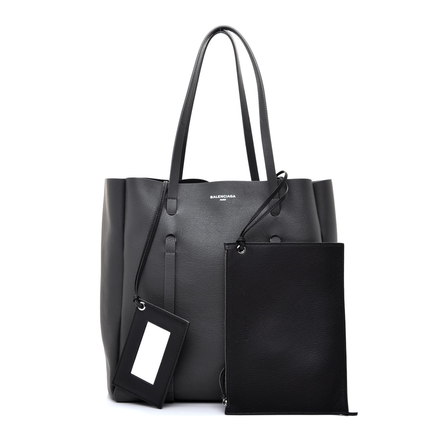 Veau Baltimore Double Sided Small Everyday Tote Gris Fossile Black