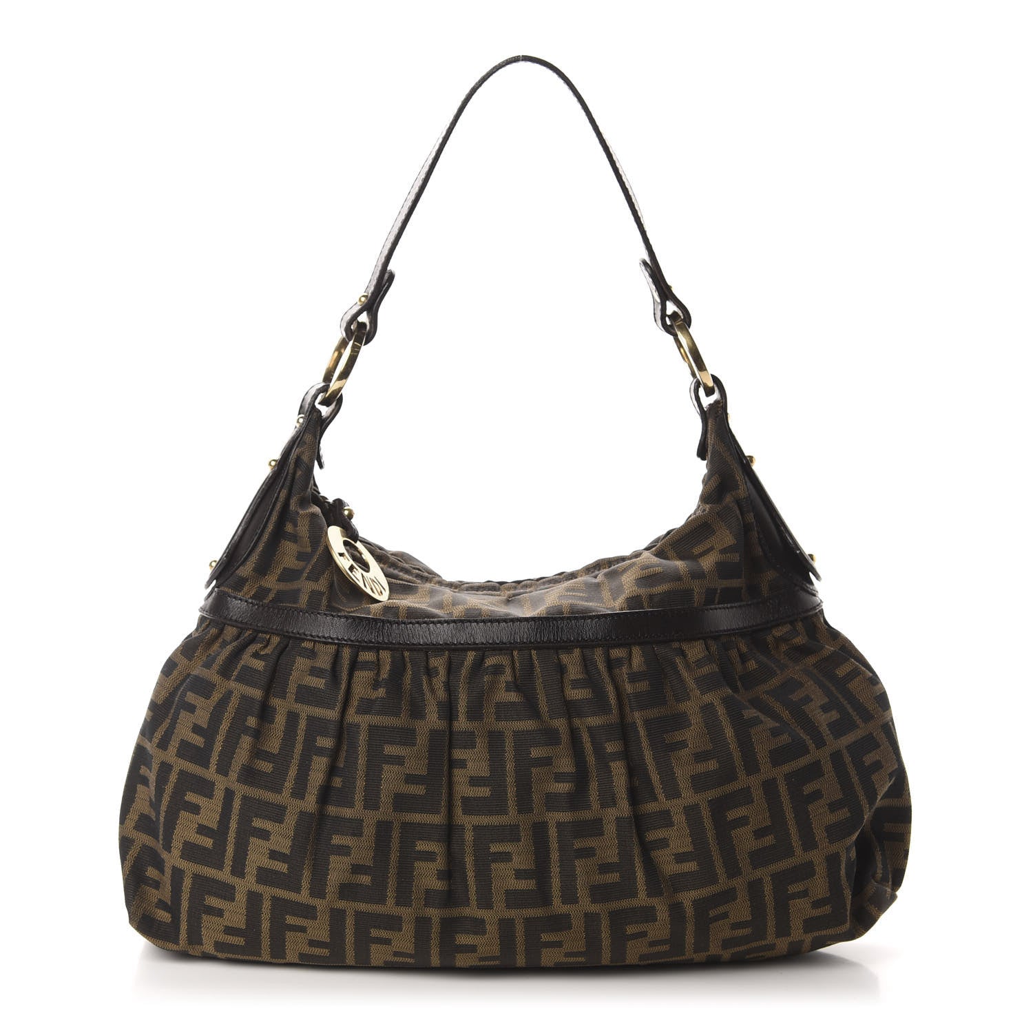 Fendi Zucca Cuoio Lucido Chef Hobo Tobacco Moro 2 of 10