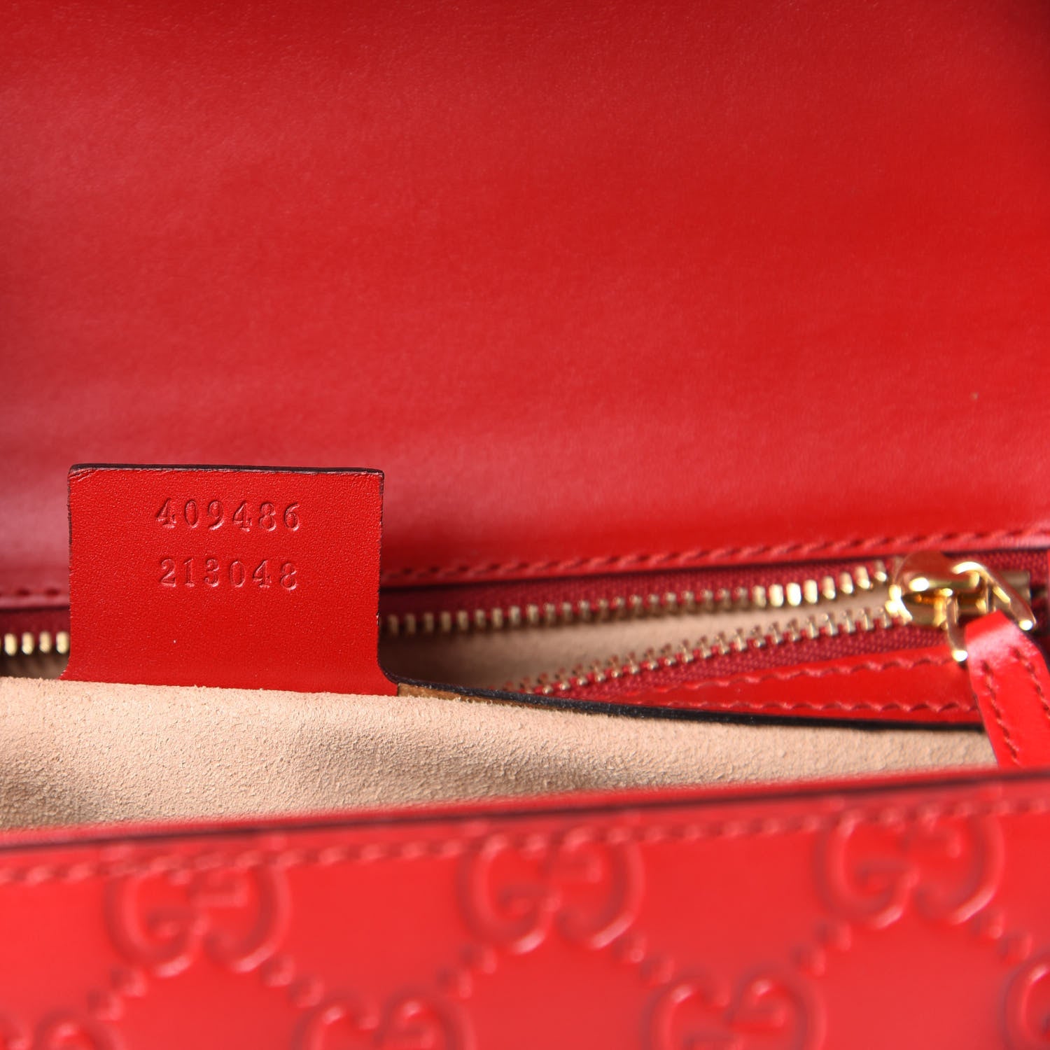 Gucci Guccissima Medium Padlock Shoulder Bag Hibiscus Red 9 of 10