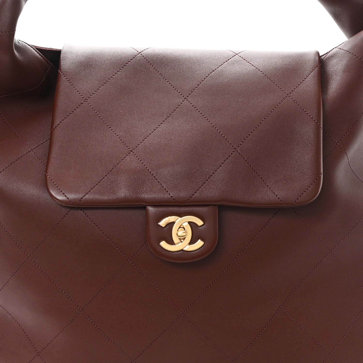 Chanel Shiny Calfskin Quilted Maxi Chain Hobo Dark Brown 8 of 10