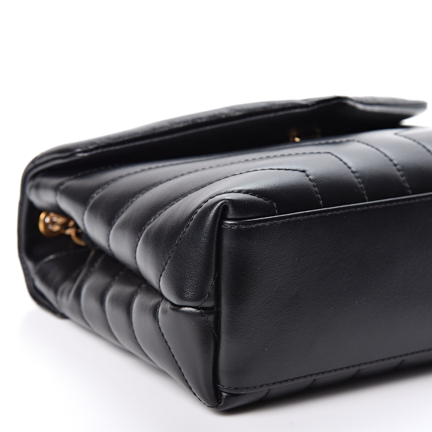 Calfskin Y Quilted Monogram Small Loulou Chain Satchel Black