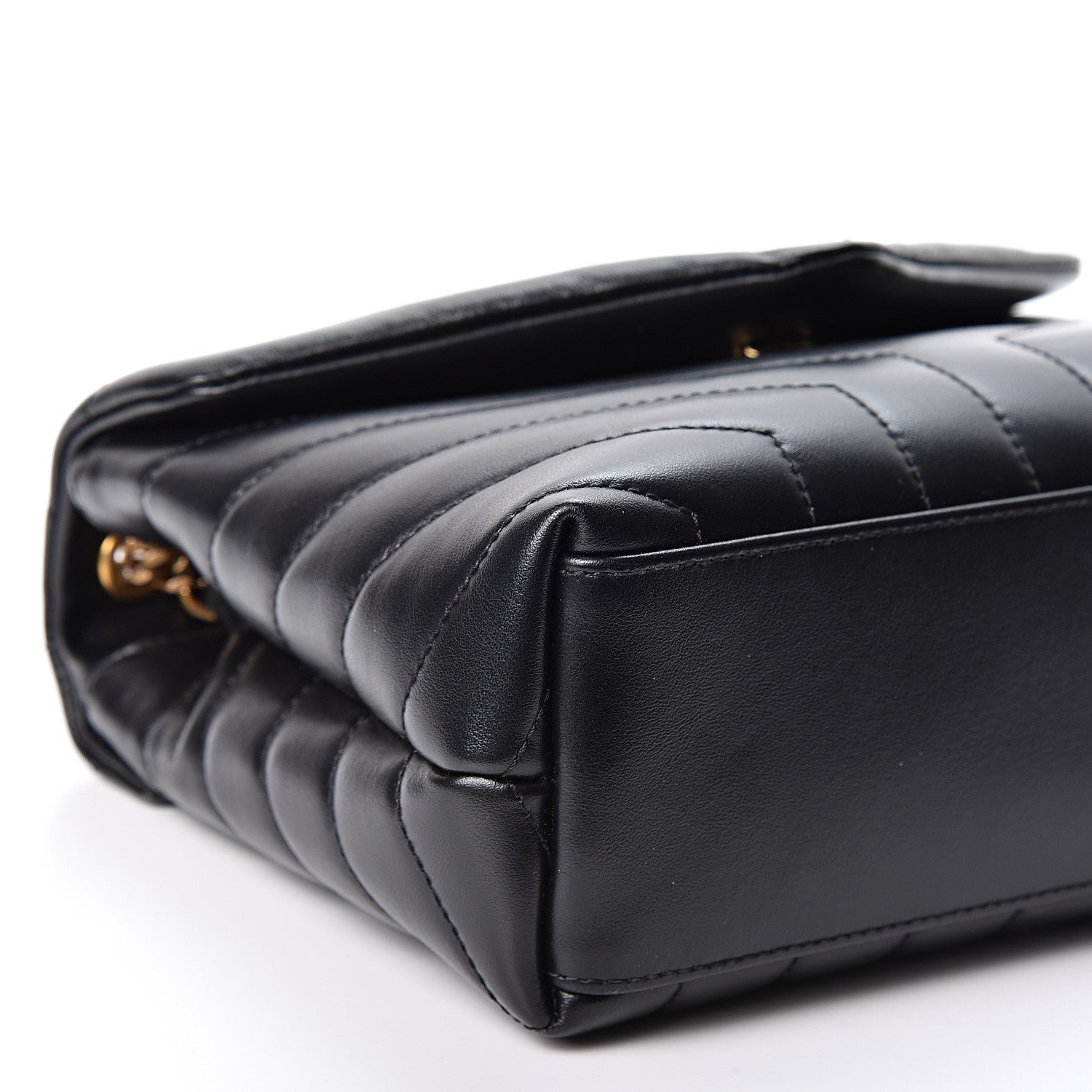 Saint Laurent Calfskin Y Quilted Monogram Small Loulou Chain Satchel Black 8 of 9