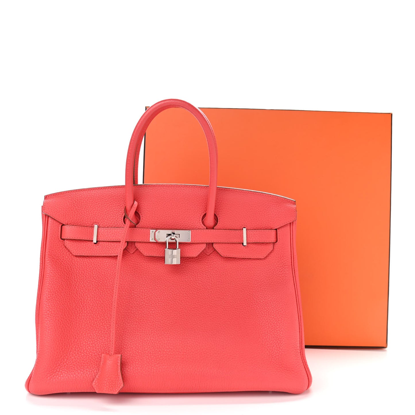 Taurillon Clemence Birkin 35 Rouge Pivoine