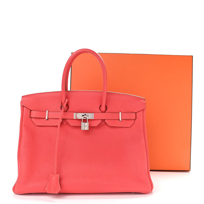 Hermes Taurillon Clemence Birkin 35 Rouge Pivoine 10 of 10