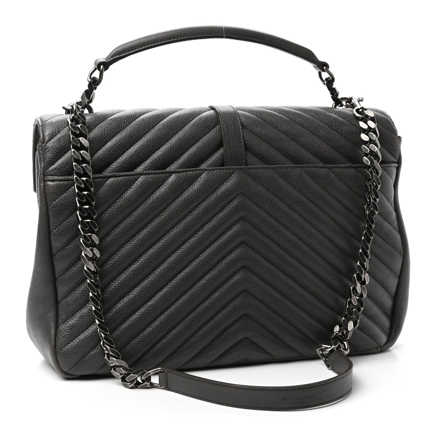 Calfskin Matelasse Chevron Monogram Large College Satchel Light Coal