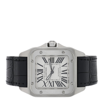 Cartier Stainless Steel Alligator 33mm Santos 100 Automatic Watch 2 of 4