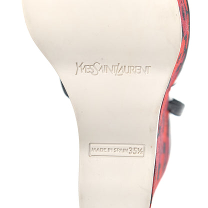 Saint Laurent Patent Canvas Riviera Platform Wedge Sandals 35.5 Black Multicolor 7 of 7