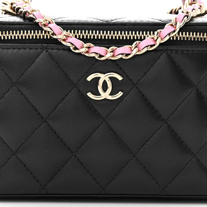 Chanel Lambskin Quilted Small Top Handle Vanity Case With Chain Black Lilac 8 of 15