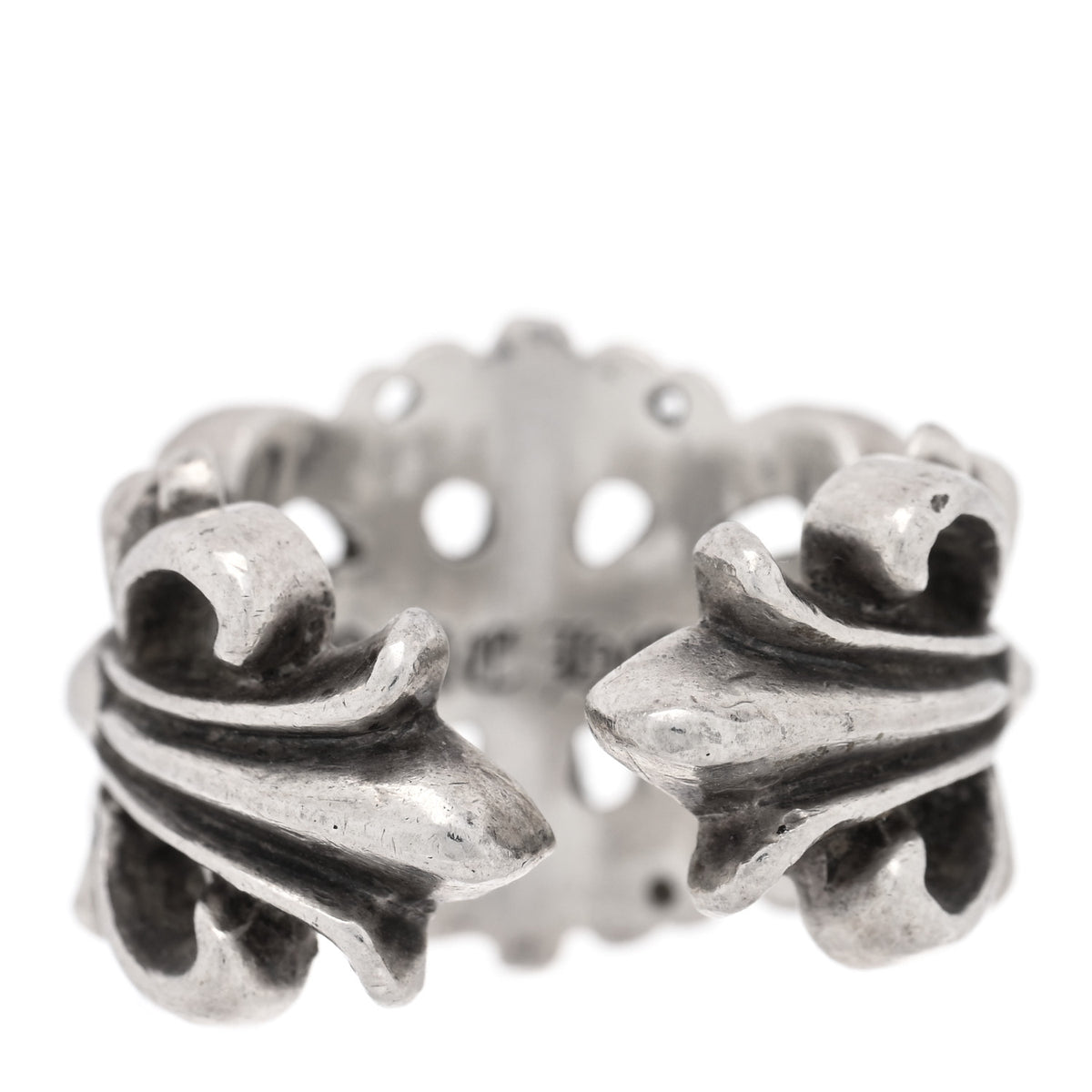 Sterling Silver Double Floral Cross Ring 53 6.5
