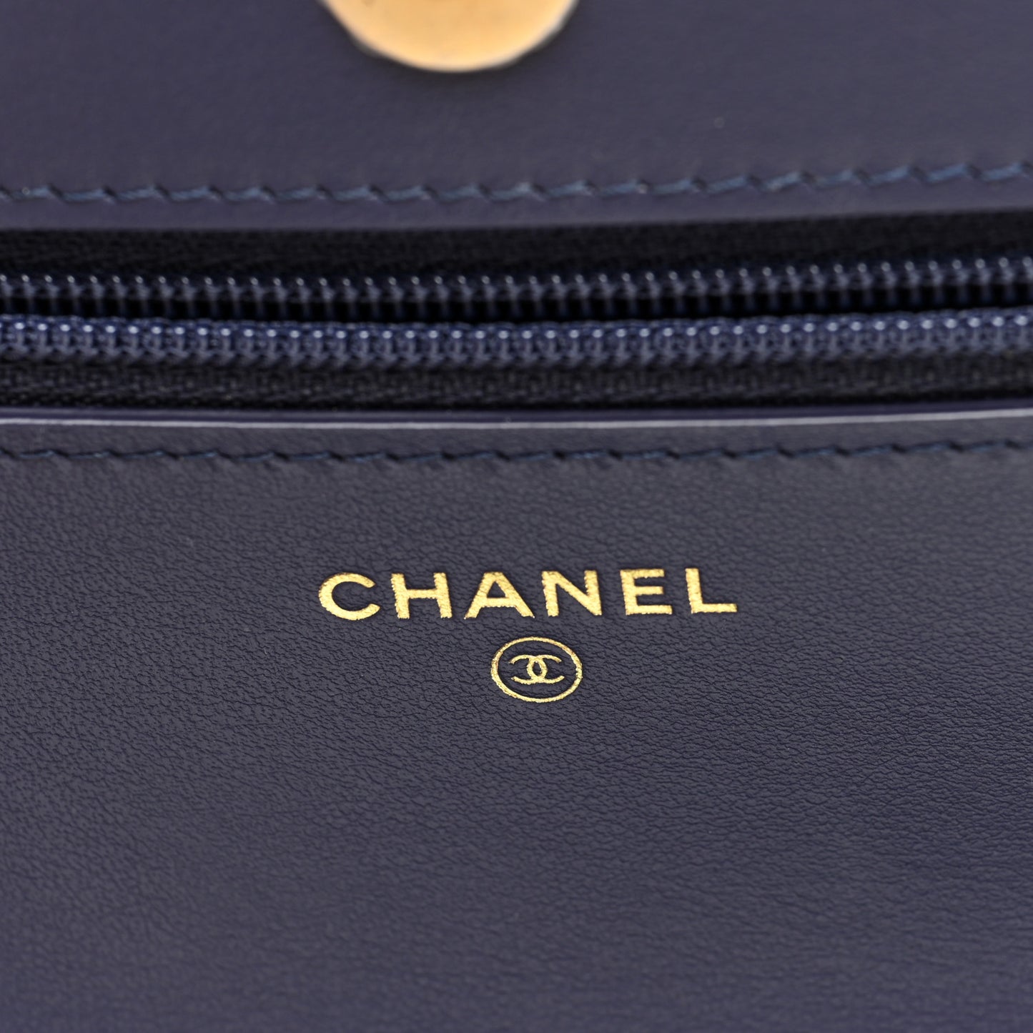 Denim Quilted Chanel 19 Wallet On Chain WOC Blue