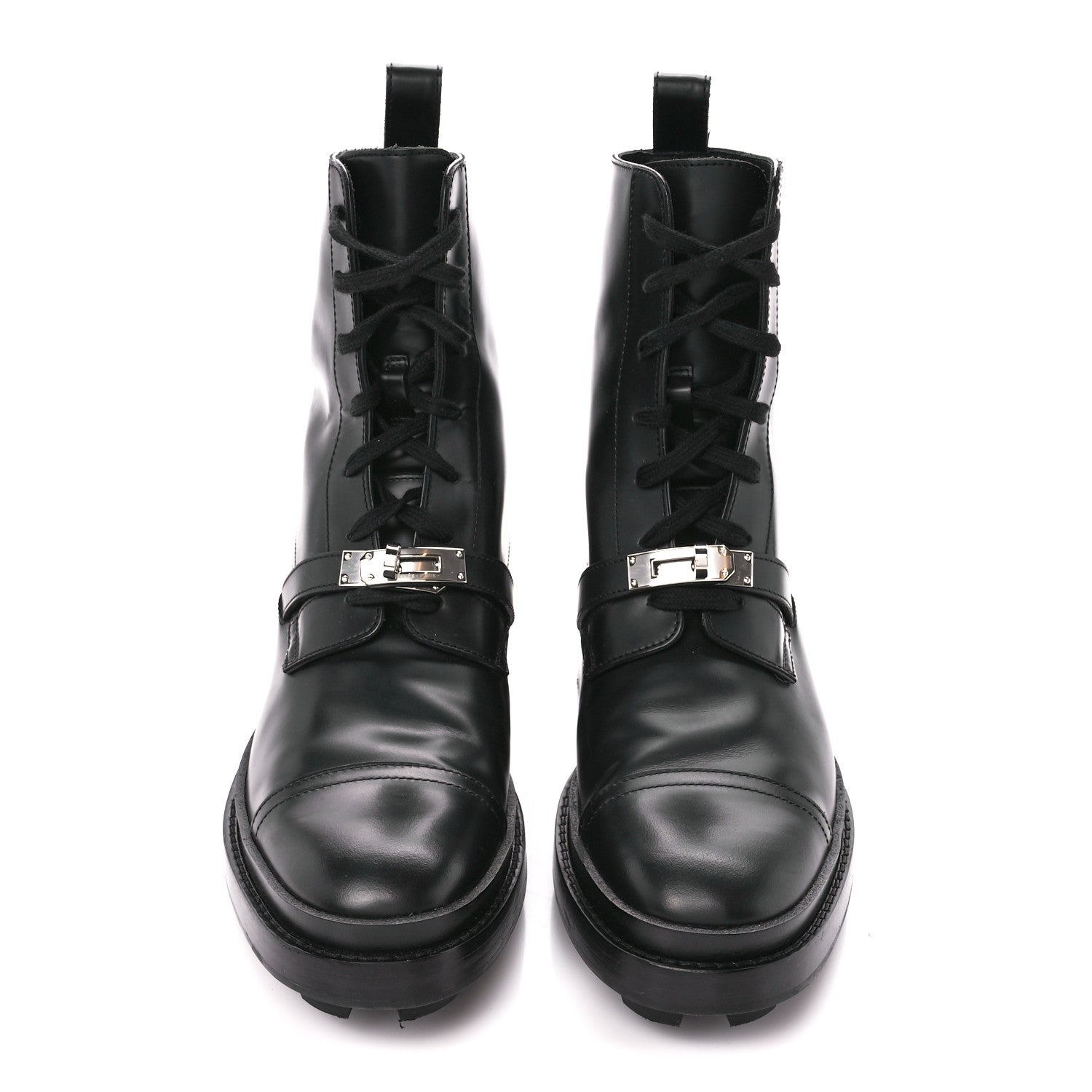 Hermes Glossed Calfskin Funk Ankle Boots 38.5 Black 2 of 9