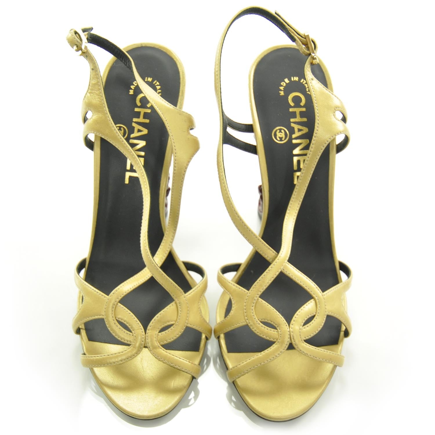 Chanel Aged Kidskin Chinese Landscape Sandals 36 Metallic 2 of 6