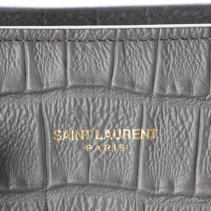 Saint Laurent Calfskin Crocodile Embossed Small Sac De Jour Fog 8 of 8