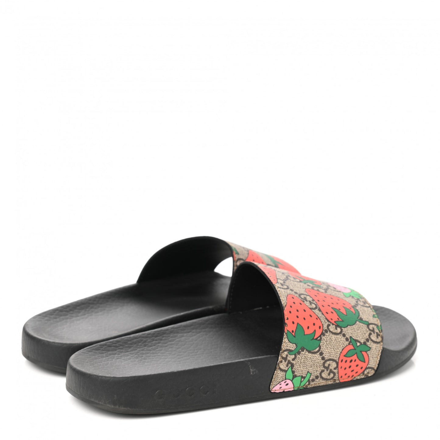 GG Supreme Monogram Strawberry Slide Sandals 39 Beige Multicolor