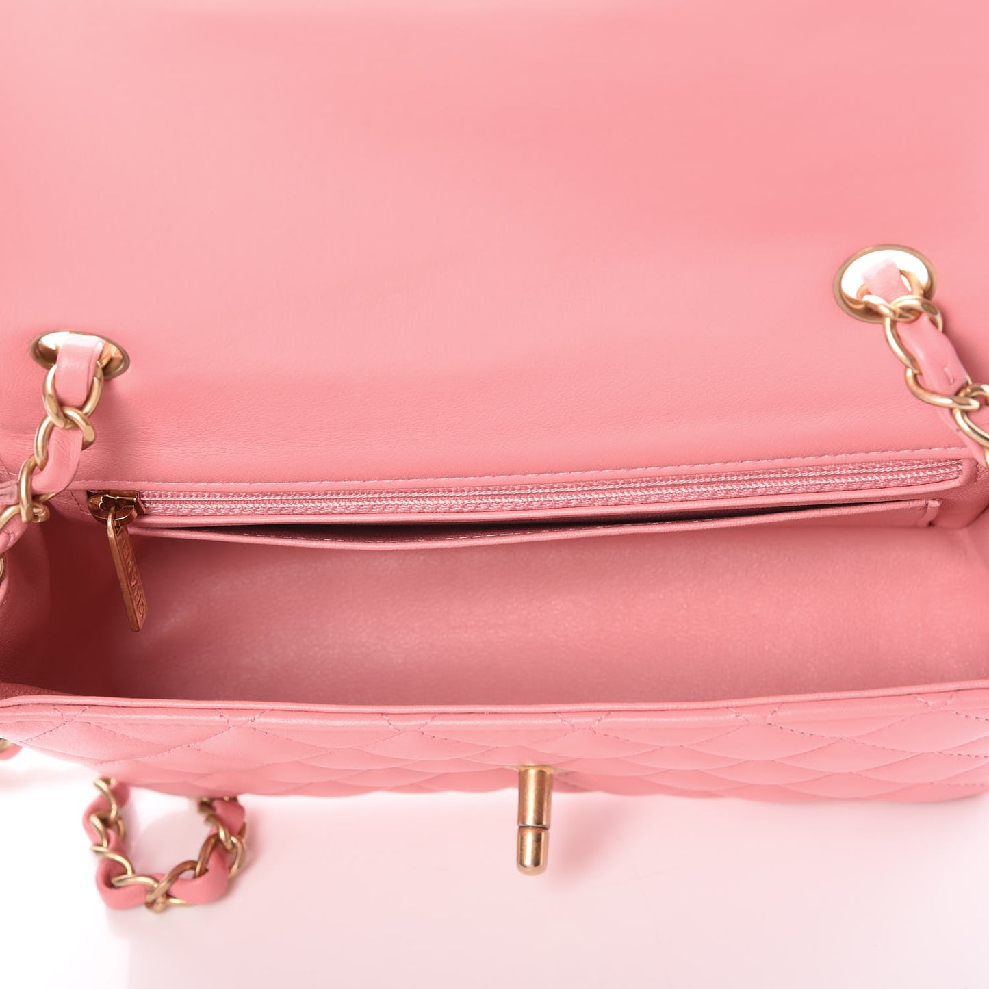 Lambskin Quilted Mini Rectangular Flap Pink