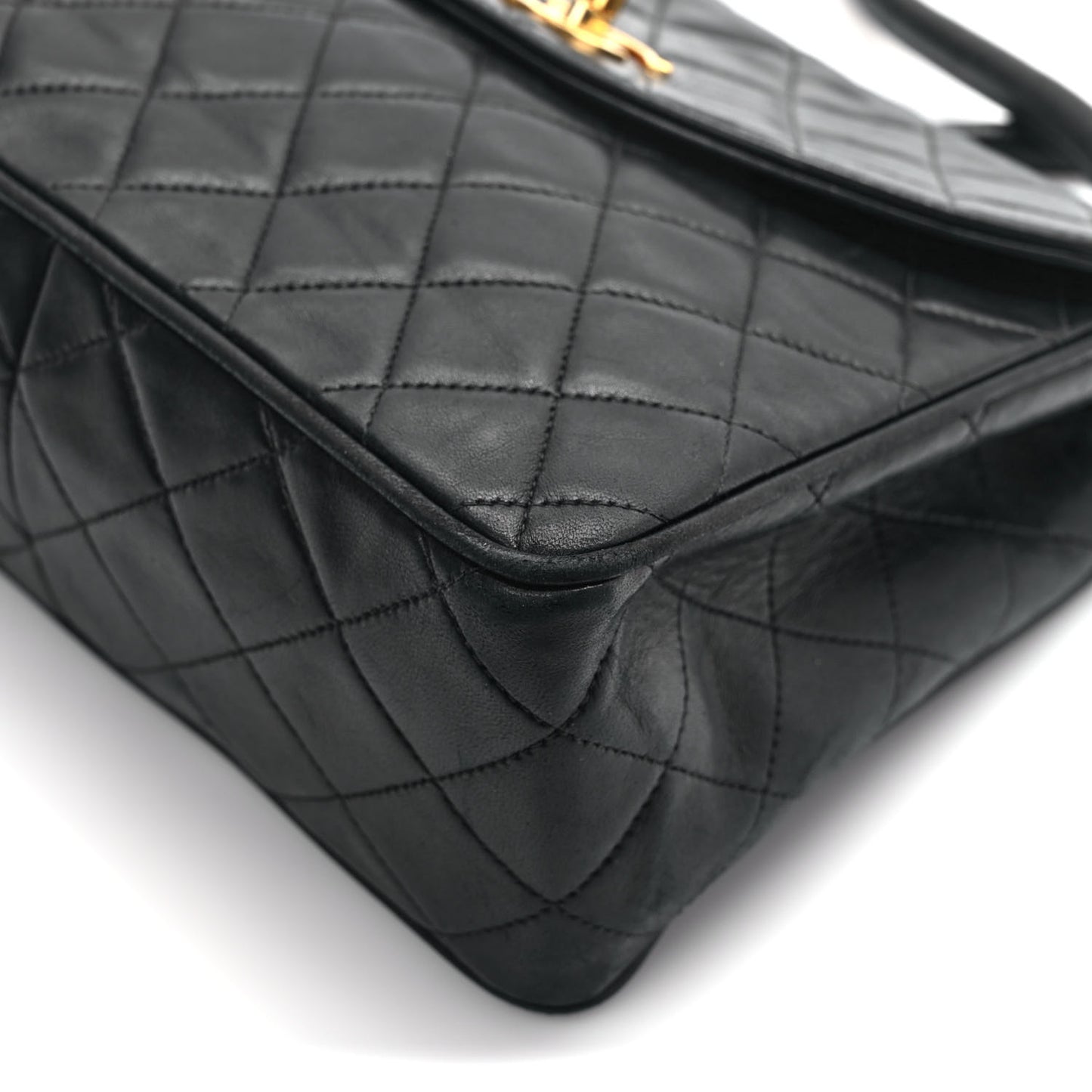 Lambskin Quilted CC Flap Shoulder Bag Black
