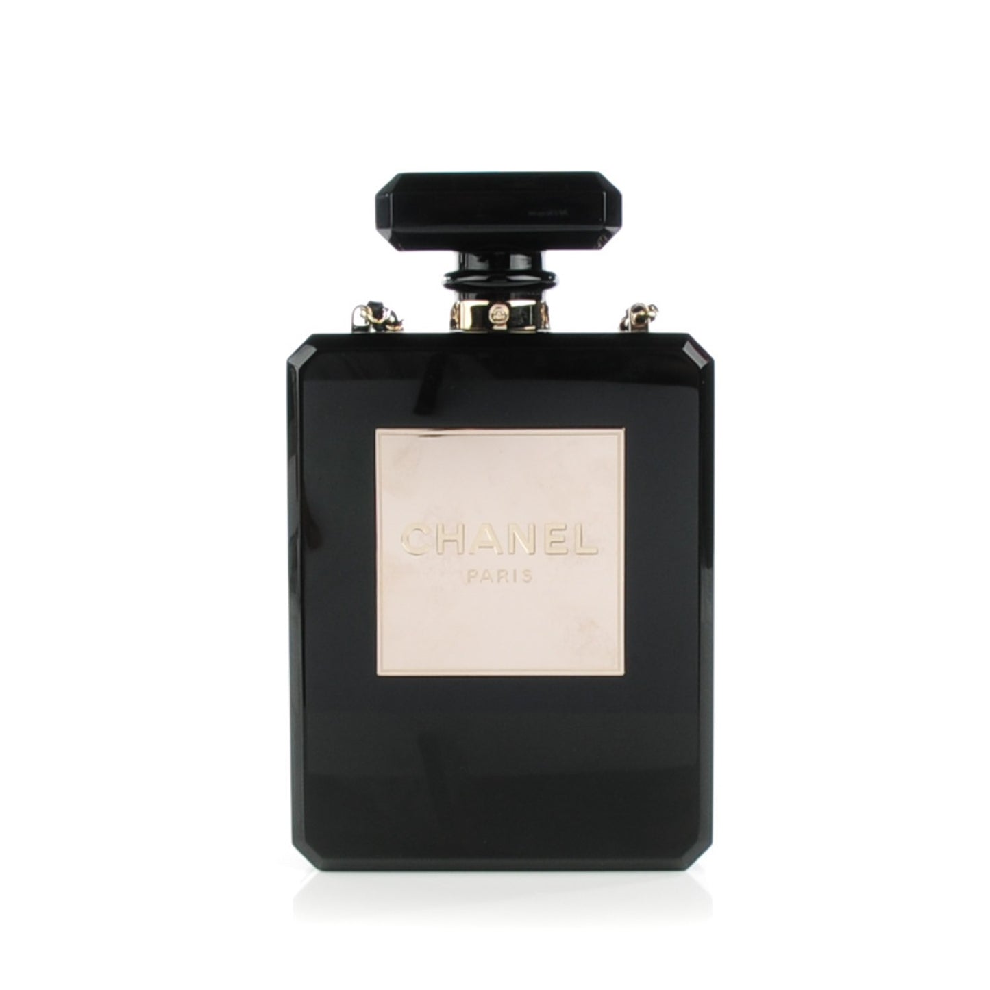 Plexiglass Perfume Bottle Clutch Black