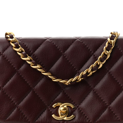 Chanel Calfskin Quilted Coco Mail Clutch With Chain Burgundy 9 of 12