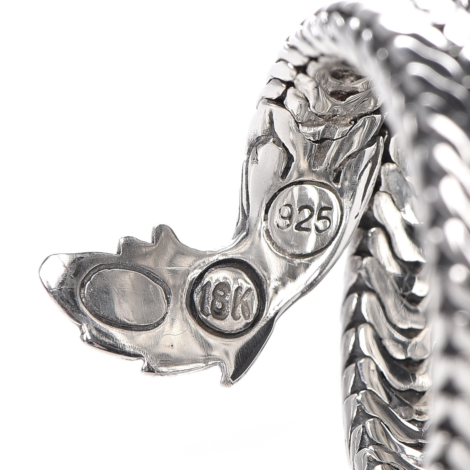 John Hardy Sterling Silver 18K Yellow Gold Naga Coil Ring 57 8 4 of 5