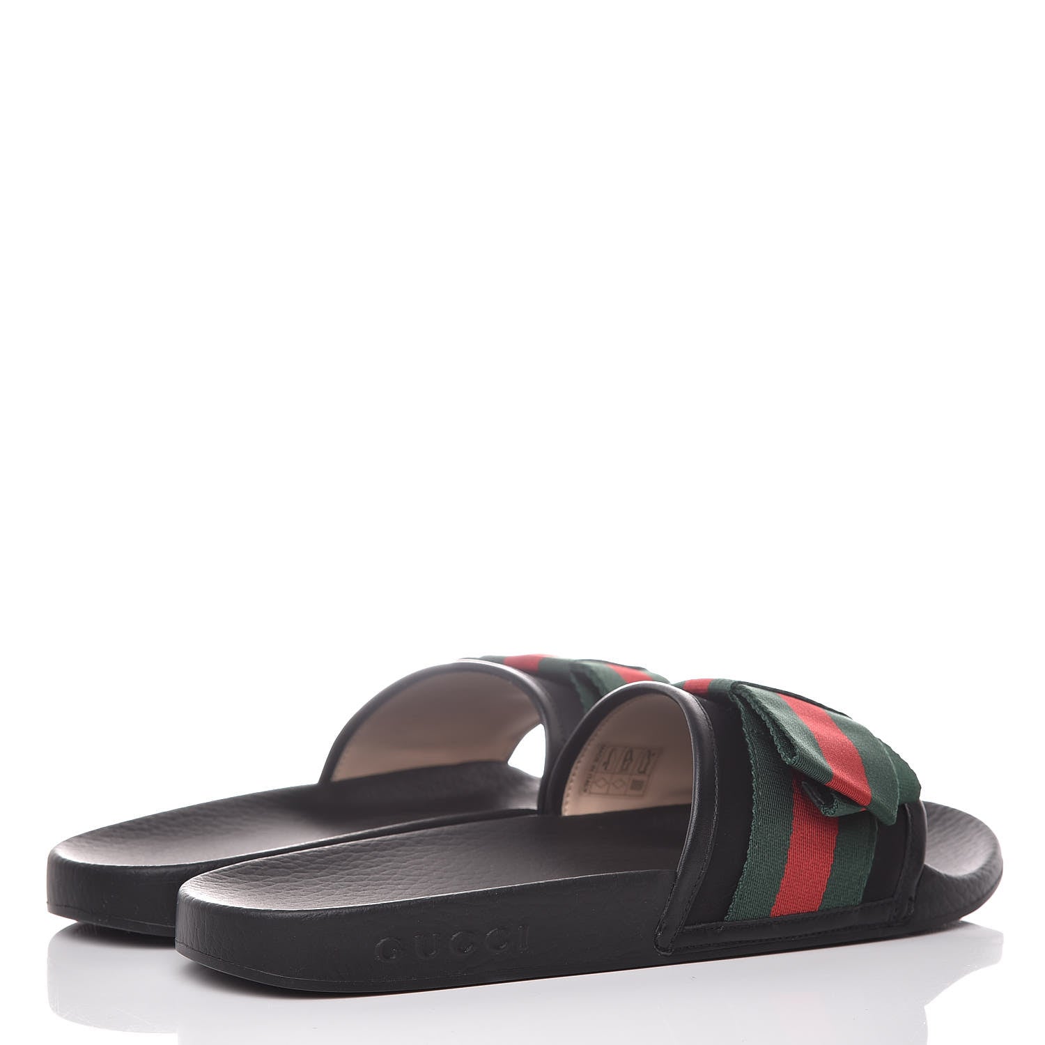 Gucci Satin Web Bow Slide Sandals 39 Black 4 of 10