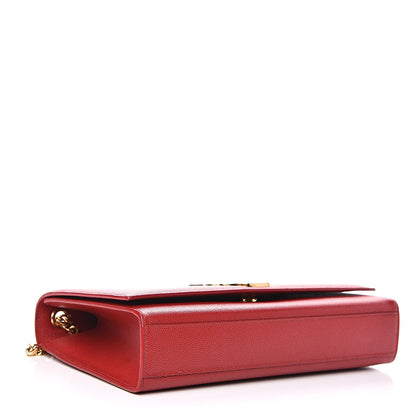 Saint Laurent Grain De Poudre Medium Monogram Kate Satchel Red 4 of 13