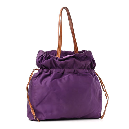 Prada Tessuto Nylon Jacquard Logo Drawstring Tote Viola 3 of 10