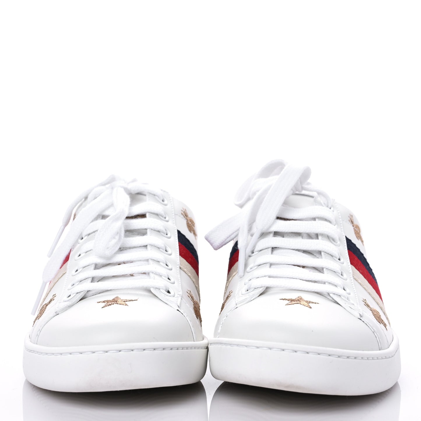 Calfskin Bee Star Embroidered Sylvie Web Ace Sneakers 39 White