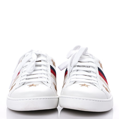 Gucci Calfskin Bee Star Embroidered Sylvie Web Ace Sneakers 39 White 2 of 9