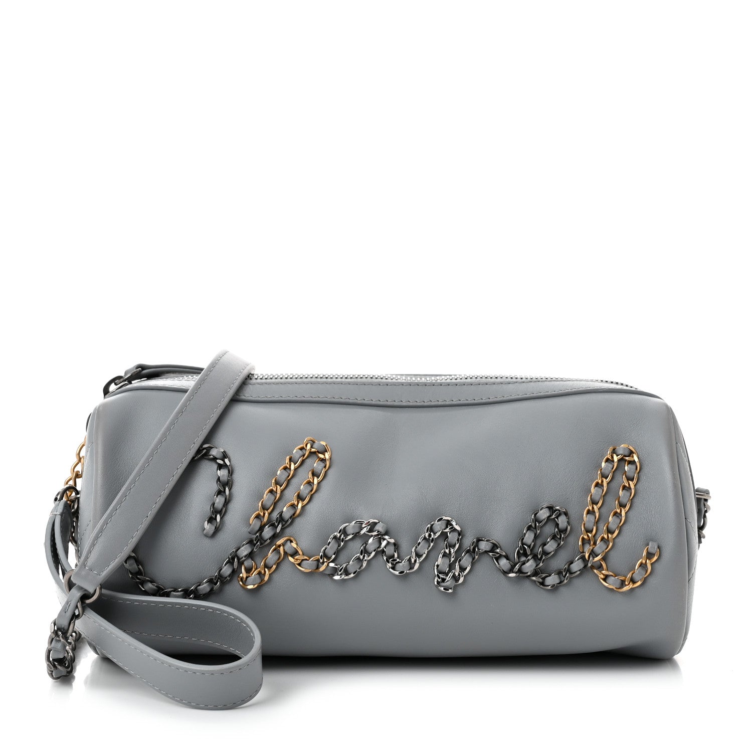 Chanel Calfskin Chain 20s Signature Bowling Bag Light Gray 1 of 11