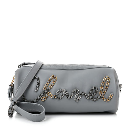 Chanel Calfskin Chain 20s Signature Bowling Bag Light Gray 1 of 11