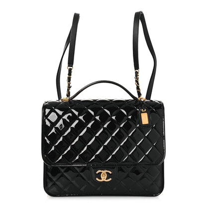 Chanel Patent Quilted Large School Memory Top Handle Flap Black 1 of 11