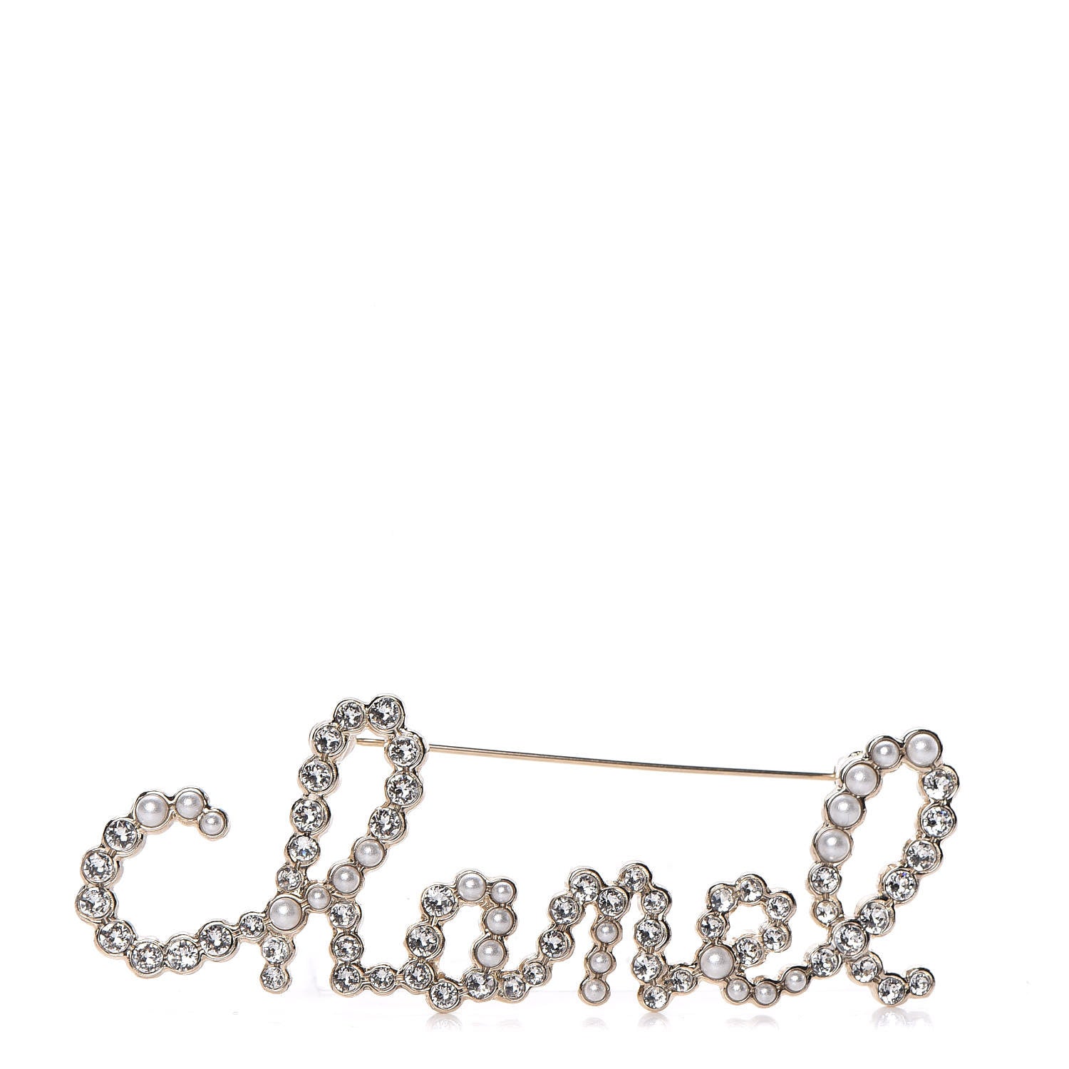 Chanel Metal Glass Swirling Pearls Brooch Pin Gold 1 of 5