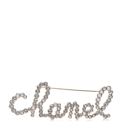 Chanel Metal Glass Swirling Pearls Brooch Pin Gold 1 of 5