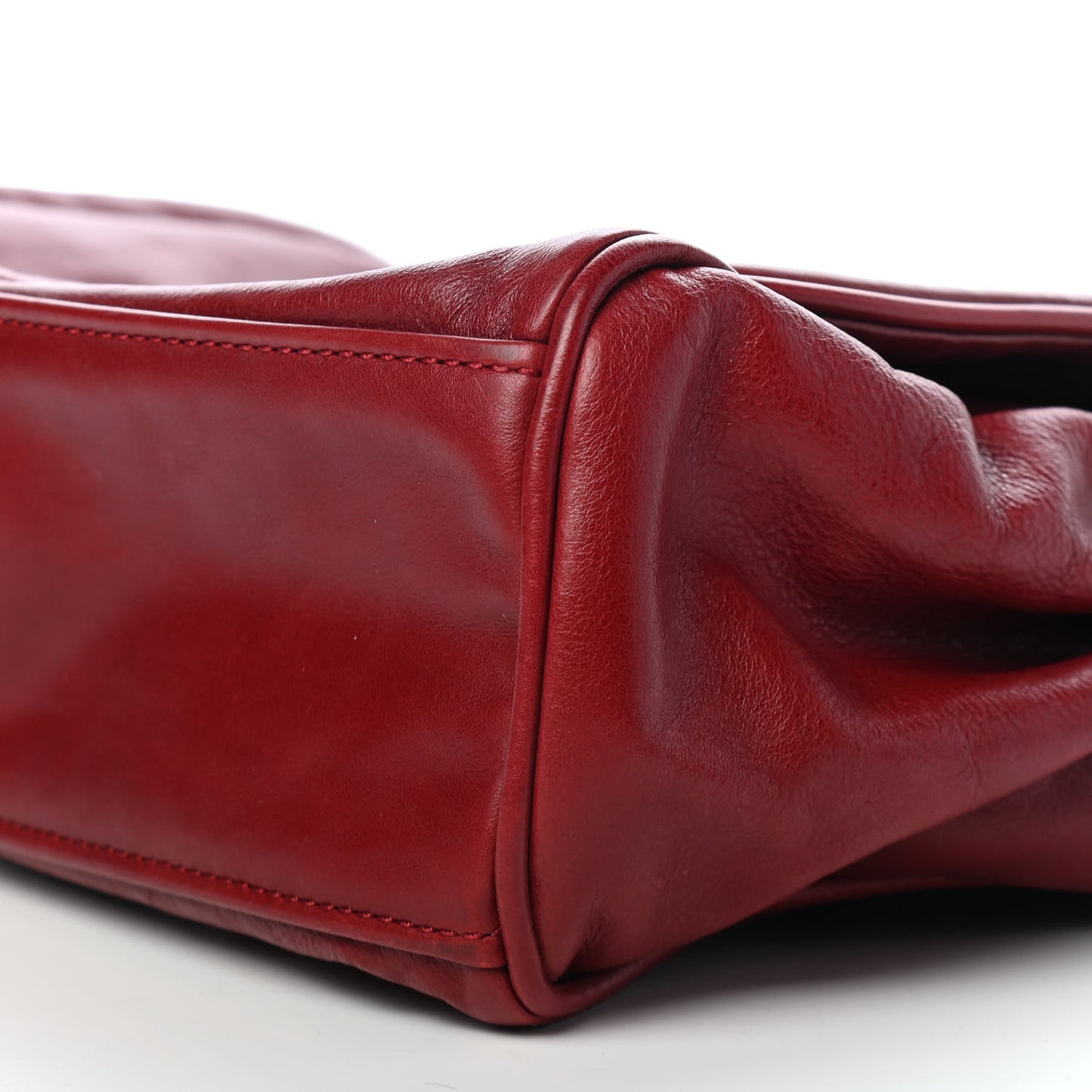 Calfskin Small Rock and Chain Flap Dark Red