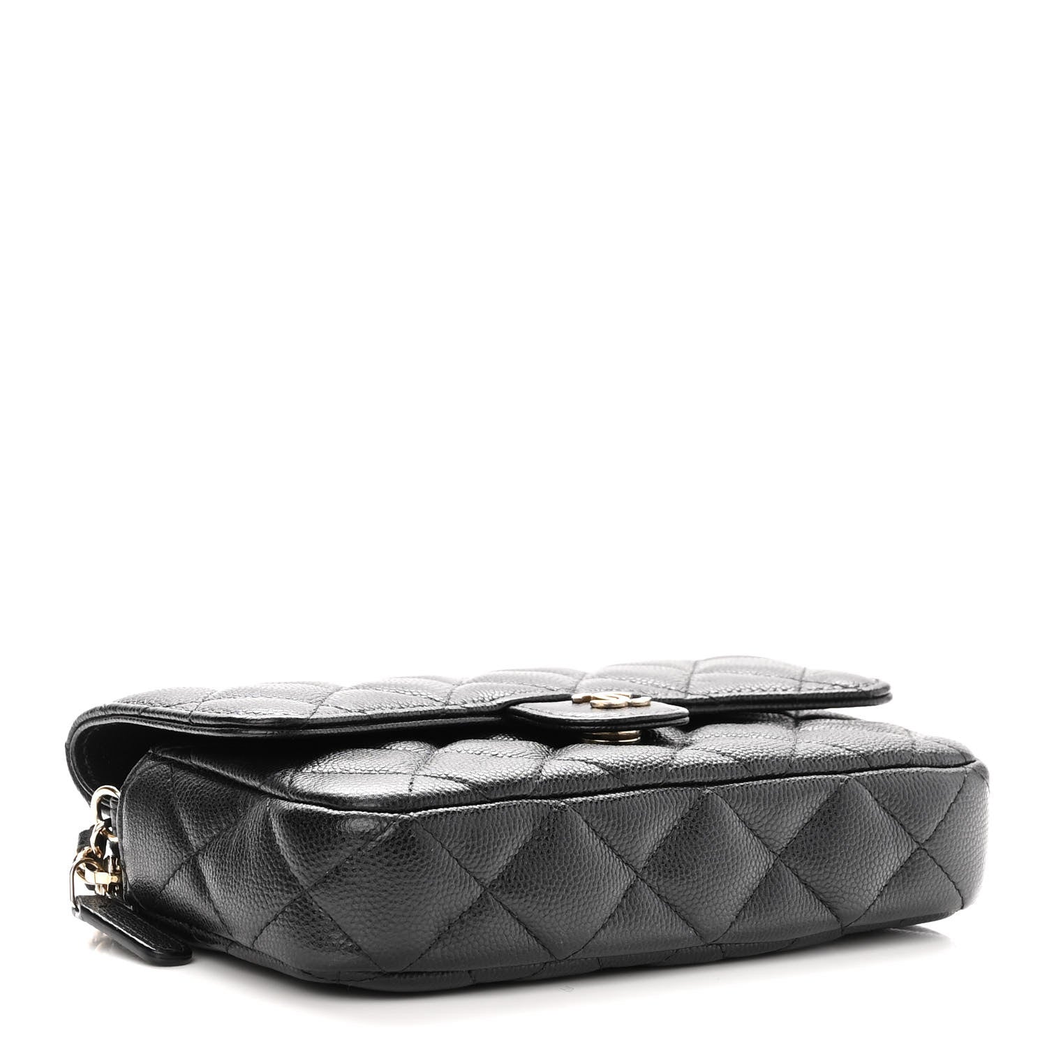 Chanel Caviar Quilted Flap Phone Holder With Chain Black 4 of 12
