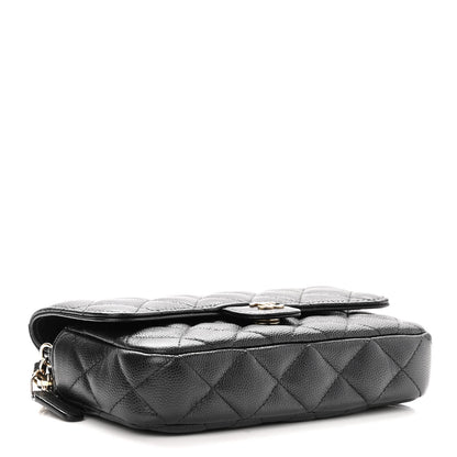 Chanel Caviar Quilted Flap Phone Holder With Chain Black 4 of 12
