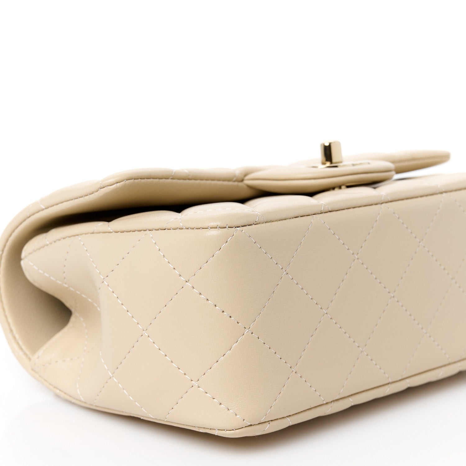 Chanel Lambskin Quilted Mini Top Handle Rectangular Flap Beige 10 of 11
