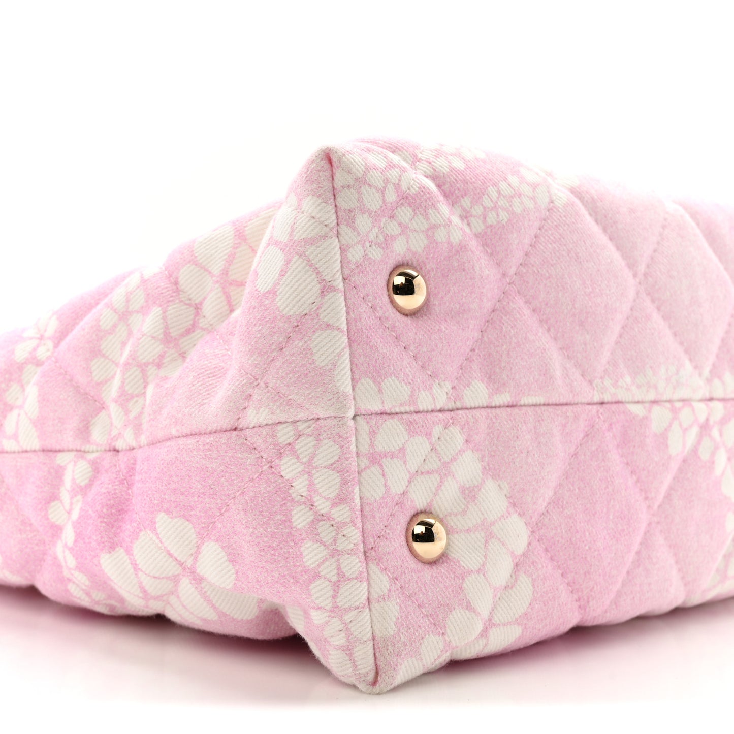 Printed Denim Quilted Coco Beach Shopping Tote Pink White
