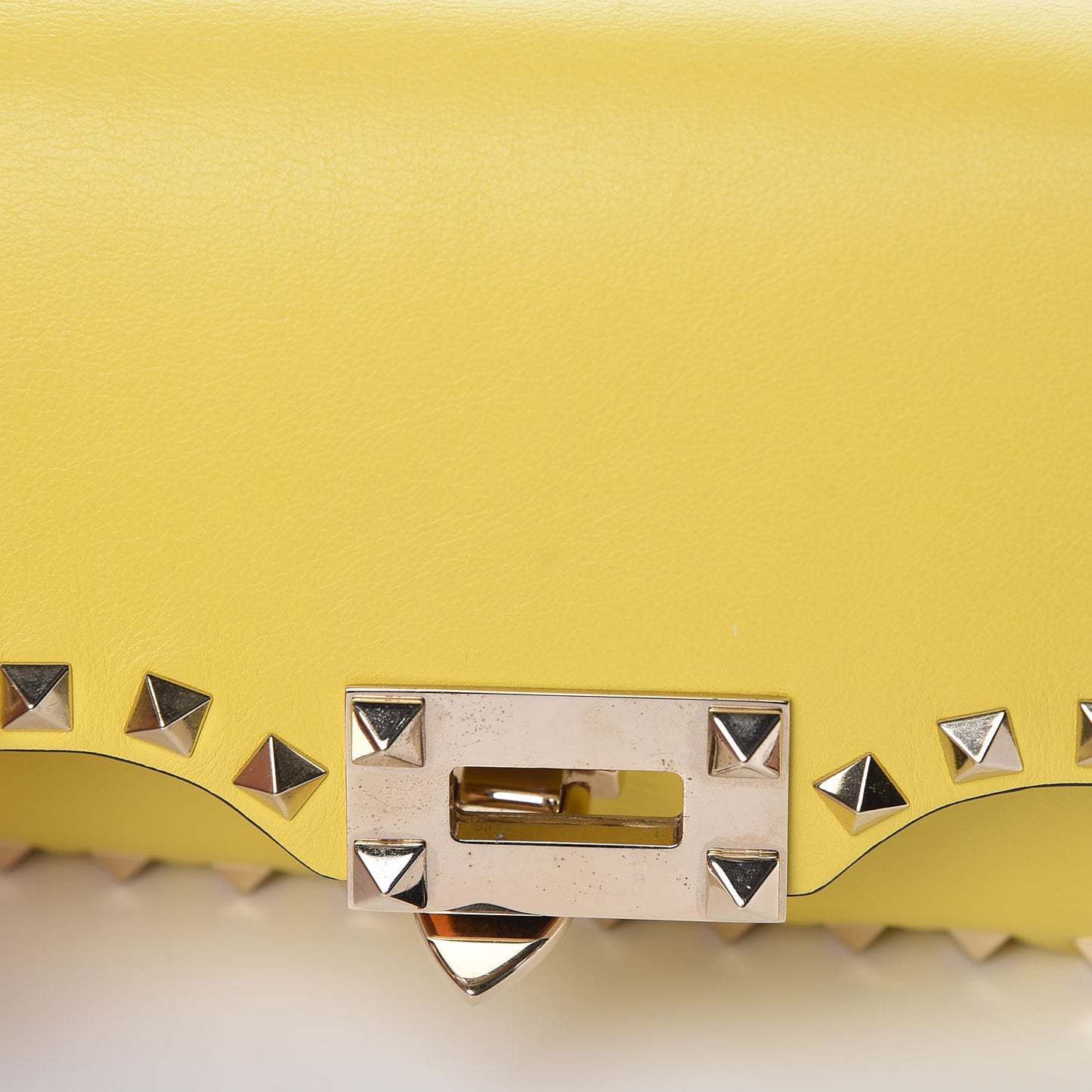 Vitello Mini Rockstud Flap Saddle Crossbody Bag Naples Yellow