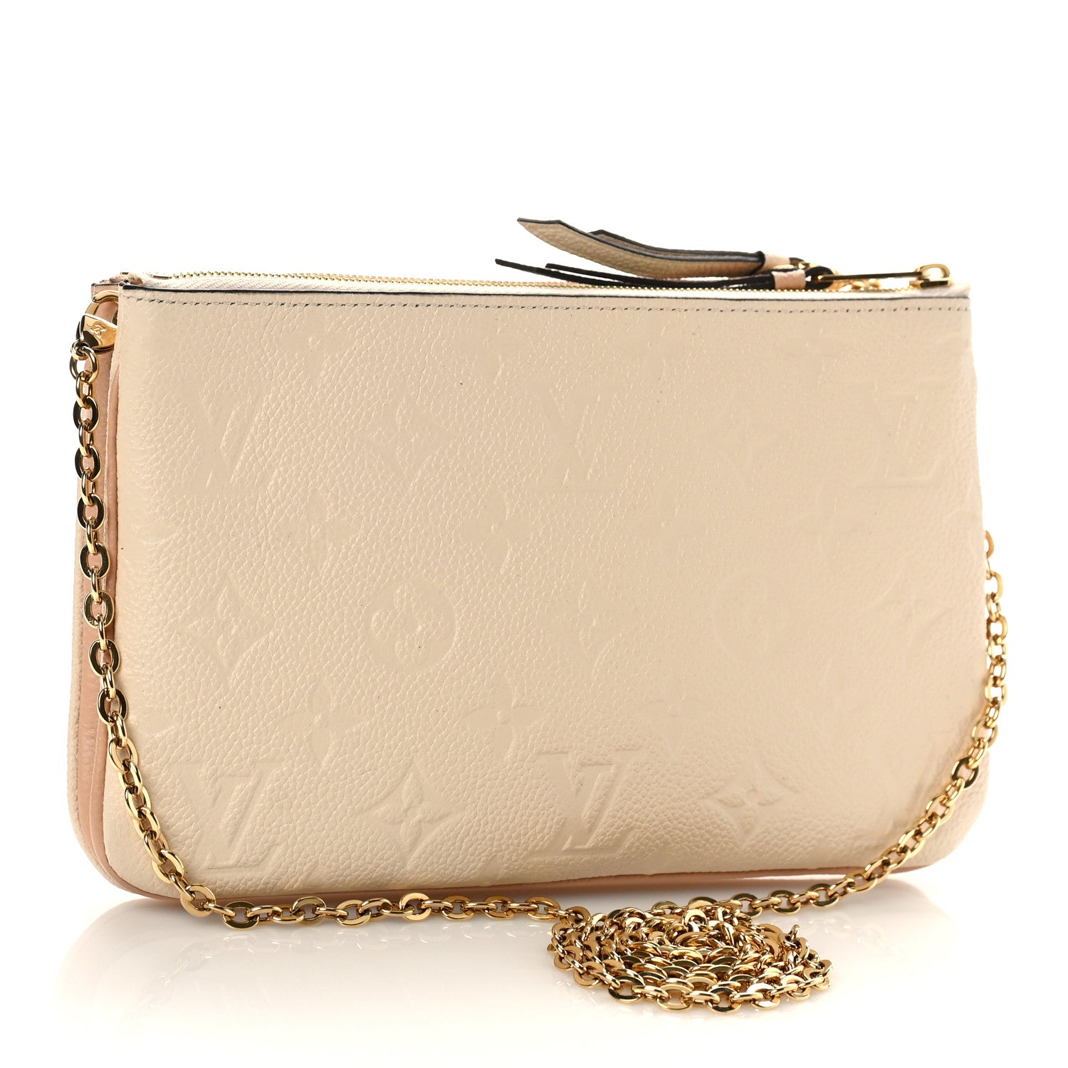 Louis Vuitton Empreinte Double Zip Pochette Beige Rose Creme 3 of 10