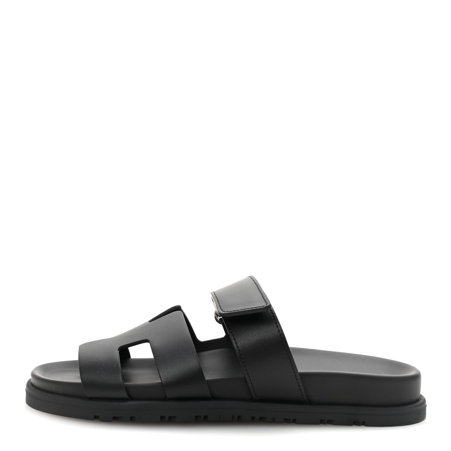 Hermes Calfskin Womens Chypre Sandals 37 Black 1 of 10