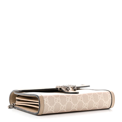Gucci GG Supreme Monogram Textured Dollar Calfskin Mini Dionysus Chain Wallet Beige Mystic White Oatmeal 3 of 9